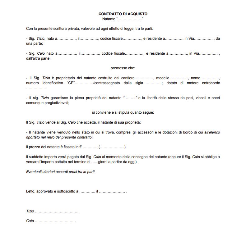Conclure la vente d'un bateau : contrat