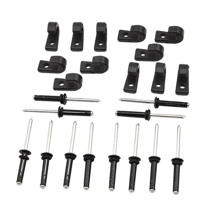 Image de 12 Pièces J-Crochets et 12 Pièces Rivets-Arrimage Crochets pour Kayak, Canoë, paddle Board et Cordon Élastique