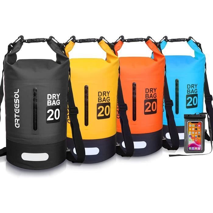 Image de 15L Noir Waterproof Sac Sec-Sac Sac étanche avec Longue Sangle réglable pour Kayak en Bateau Excursion en canoë-pêche-Rafting