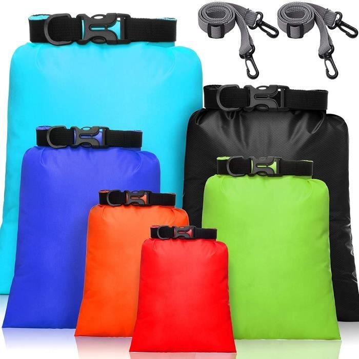 Image de 6pcs Coloré Sac Étanche Léger et Imperméable Combo Sac à Sec Submersible 15L 8L 5L 4L 3L 2L Sacs et 2 Longue Bandoulière Réglable