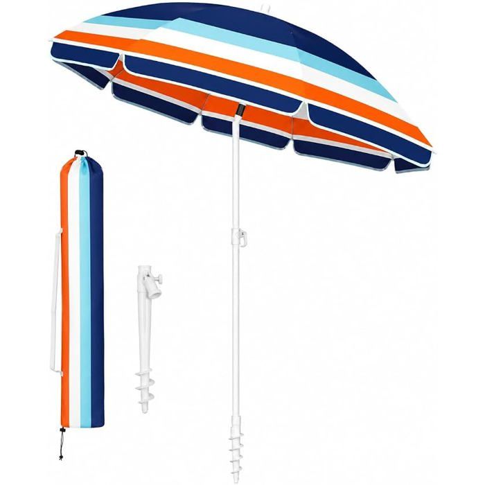 Parasol de plage - FERRY JOUETS - Alu Luxe - Ø210 cm - UPF 50+ - Mât inclinable