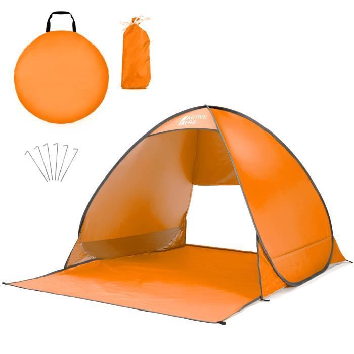 Image de Active Era Tente de Plage Pop Up Déployable, Protection Solaire UV UPF 50+, 2-3 Personnes, avec Sac de Transport et Piquets - Orange