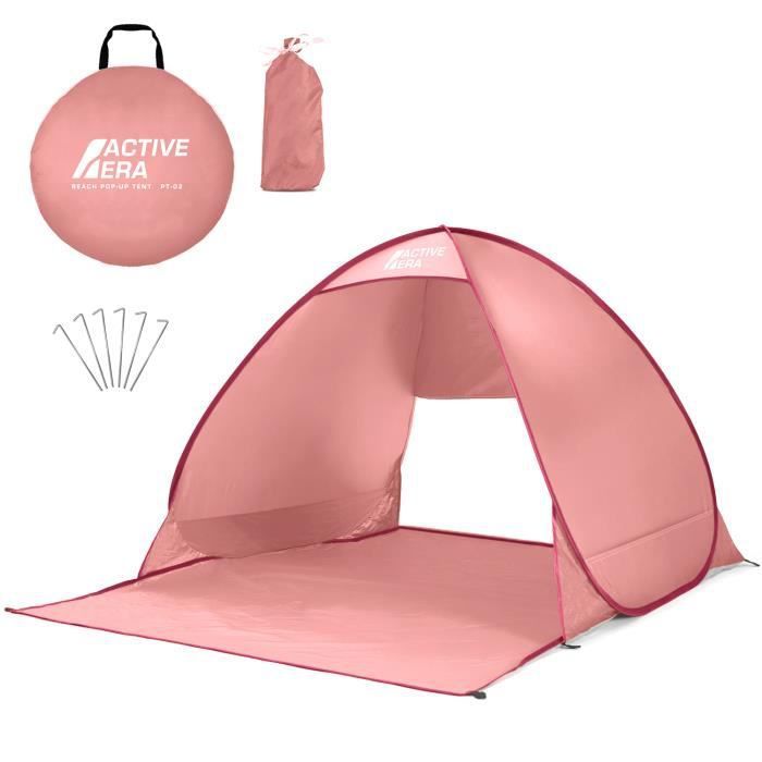 Image de Active Era Tente de Plage Pop Up Déployable, Protection Solaire UV UPF 50+, 2-3 Personnes, avec Sac de Transport et Piquets - Rose