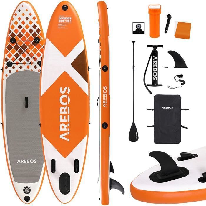 Image de AREBOS Stand Up Paddle Sup Gonflable | Double Layer | 300 | Pagaie/ Pompe Haute Pression