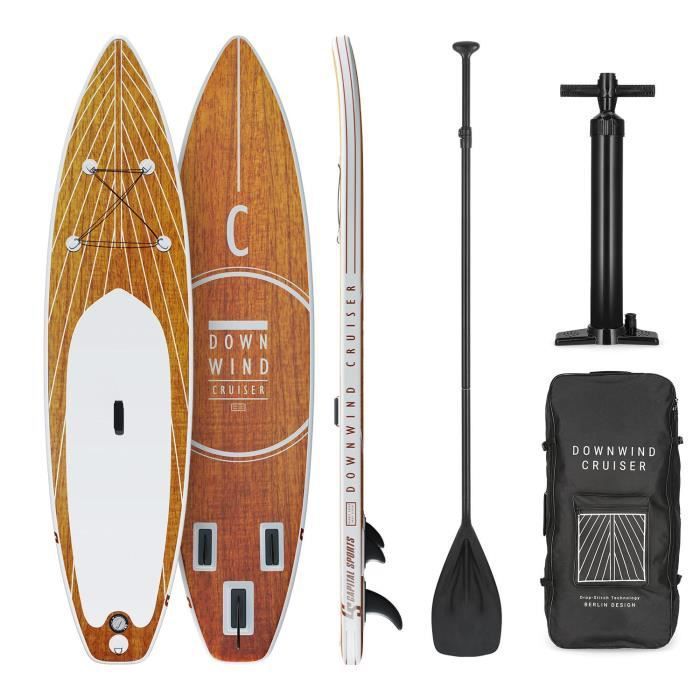 Image de Capital Sports Downwind Cruiser 10.8- Stand up paddle - planche gonflable - 330 x 77 x 15 cm - 100% pvc - marron
