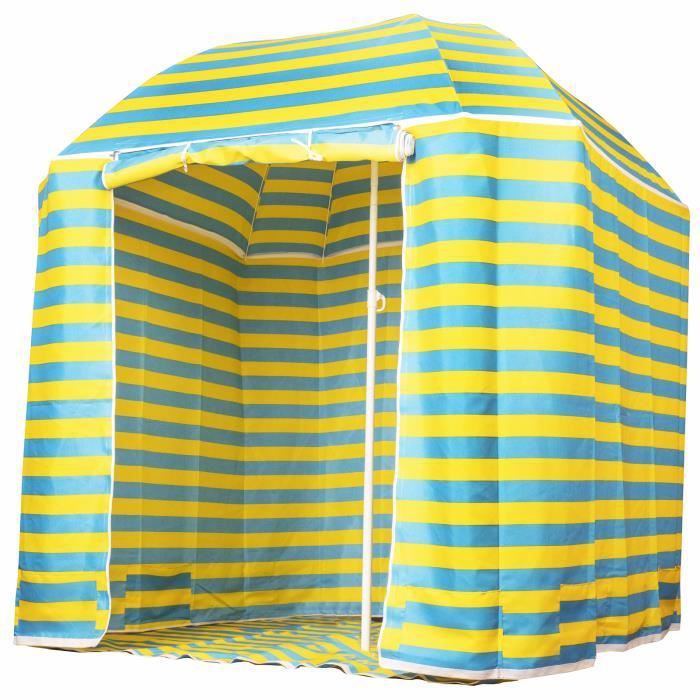 Image de Capture "SeaSide BS-220" Parasol ou Parasol-Tente de Plage, 2 en 1, parasol classique, ou avec tente, porte et tapis de sol, …