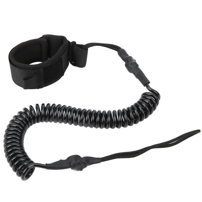 Image de Corde de pied de planche de surf, corde de traction de planche de surf, élastique noir léger et flexible pour les planches de surf