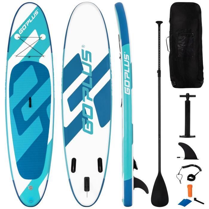 Image de COSTWAY Stand UP Paddle Board Gonflable 305x76x15CM Pagaie Flottant Réglable Sac à Dos Leash Pompe à Main Corde de Sécurité