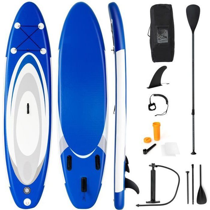 Image de COSTWAY Stand Up Paddle Board Gonflable 335x80x15cm en PVC Accessoires Pagaie Réglable 160-210 cm Sac à Dos Leash Pompe Charge 120kg