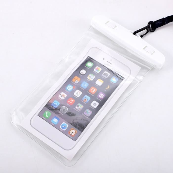 Image de couleur blanche -Sacs étanches pour téléphone portable avec sangle,sac de protection,pochette sèche,housse de protection,sacs de