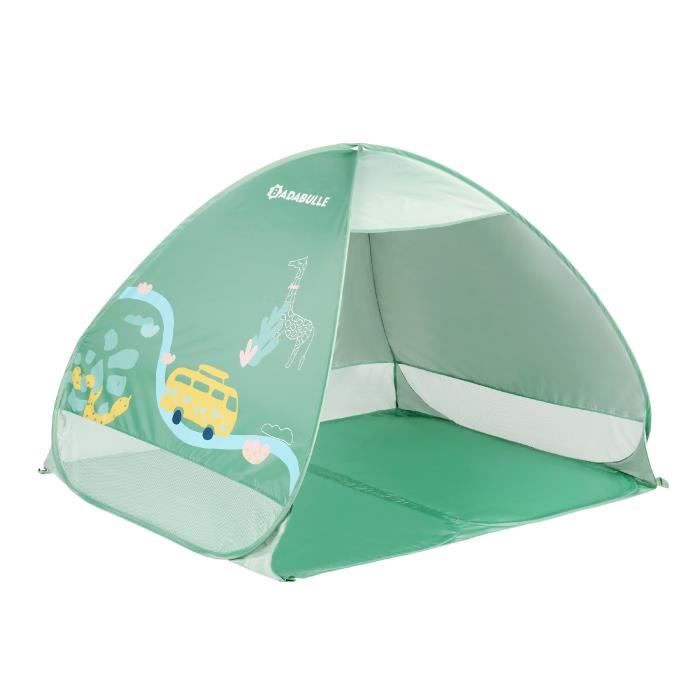 BADABULLE Tente anti-UV bébé grande tente de plage haute protection solaire FPS 50+ système pop-up vert