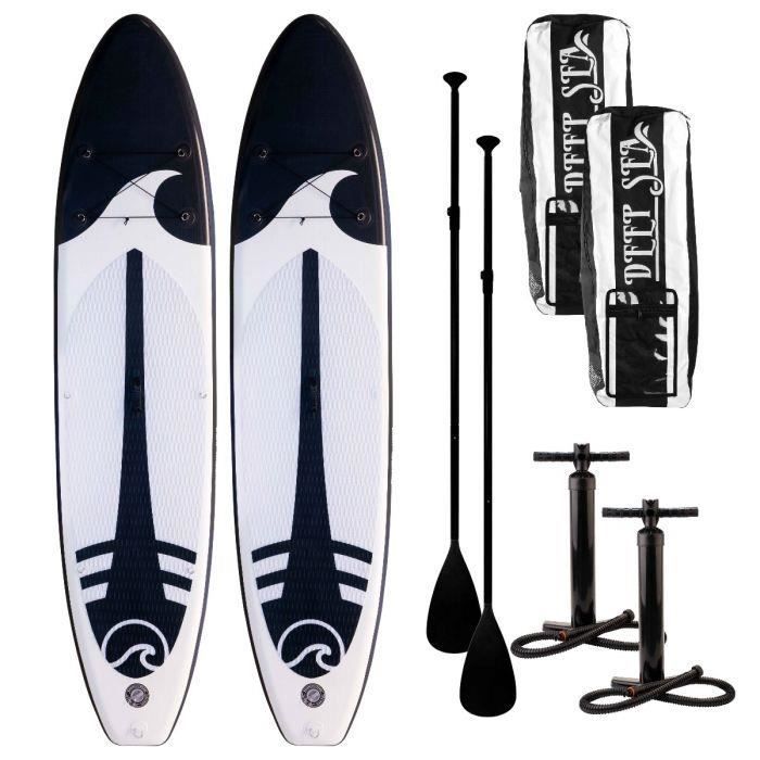 Image de Deep Sea 2x Standup Paddle Gonflable Set XXL 330 cm – avec Pompe, Pagaie, sac de transport, Kit de réparation, max 130 kg