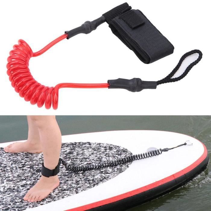 Image de Durable TPU élastique pied corde laisse extensible pour planche de surf planche de paddle (rouge blanc) -JIA