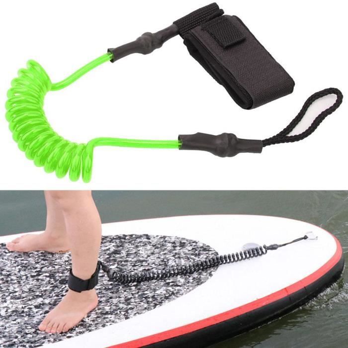 Image de Durable TPU élastique pied corde laisse extensible pour planche de surf planche de paddle (vert blanc) -JIA