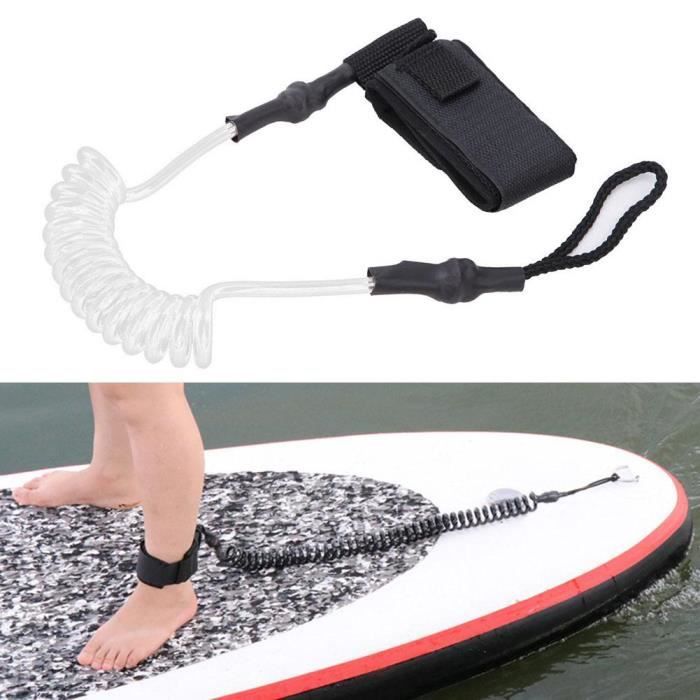 Image de Durable TPU élastique pied corde laisse extensible pour planche de surf planche de paddle (blanc transparent) -JIA