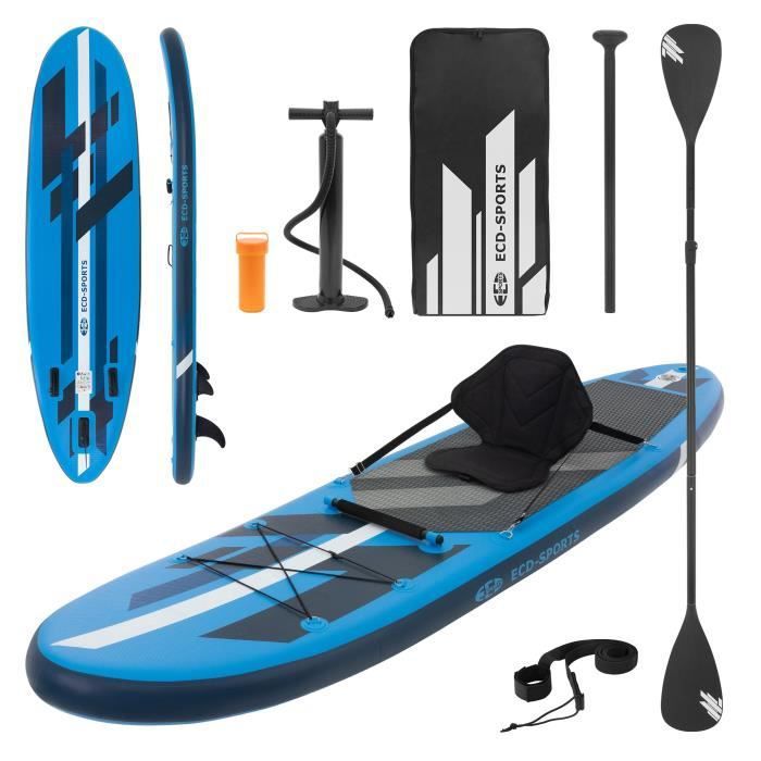 Image de ECD Germany Stand Up Paddle Gonflable Kayak SUP | 305 x 78 x 15 cm | jusqu'à 120kg | PVC | Bleu | Surf board Planche de Surf