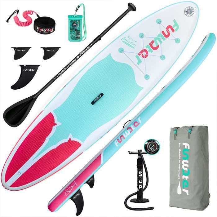 Image de FunWater - Greenpink Kit Paddle gonflable raie manta - 335x81x15cm - 150kg max
