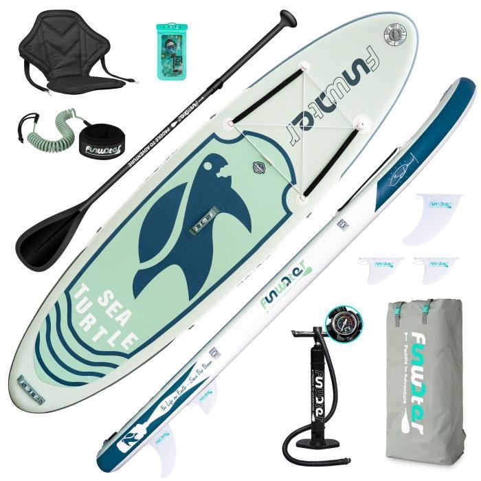 Image de FunWater -Stand up paddle gonflable de randonnée - 320 x 78 x 15 cm - PVC - Sea Turtle