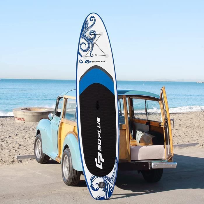 Image de GOPLUS Planche de Surf Gonflable,Stand Up Paddle avec Sac à Dos,Pompe et Pagaie Réglable160-210CM pour Natation,Pieuvre 335x76x15CM