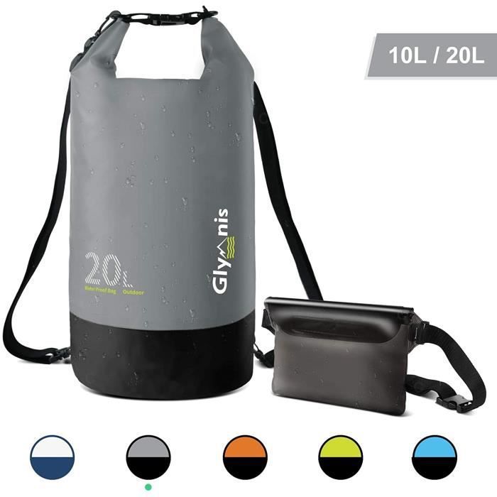 Image de Gris 20L Sac Étanche Sac Imperméable Dry Bag pour activités et Sports Nautiques de Plein air Natation Pêche Kayak Pochette Étanche