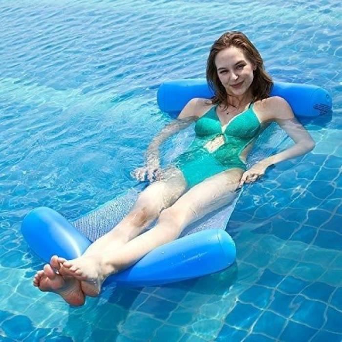 Image de Hamac Gonflable Piscine, 4 en 1 Bouée Matelas Gonflable Facile, Chaise de Lit Flottant Portable d'eau pour Mer Plage Piscine(Bleu)