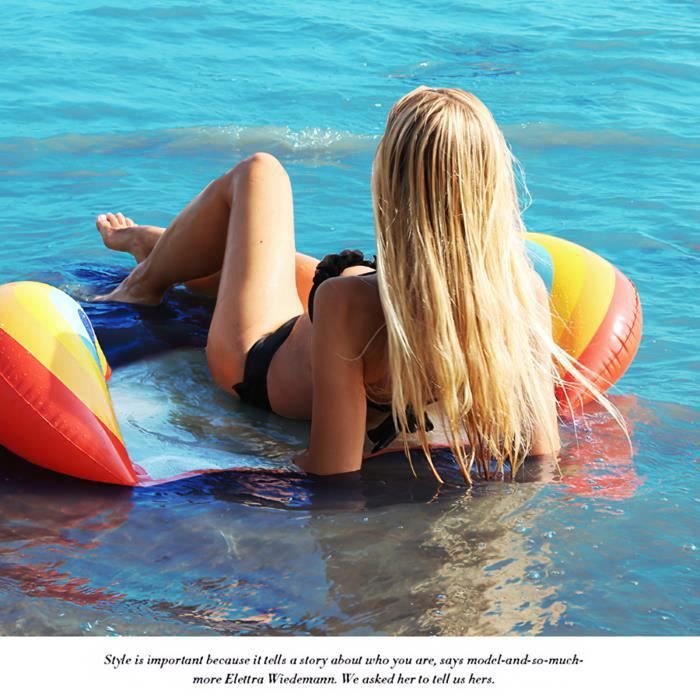 Image de Lit flottant aux fruits pour piscine - Piscine flottante gonflable - arc-en-ciel