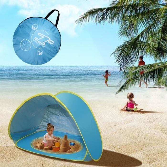 Image de Ouverture Automatique de la Tente de plage avec un fond détachable Spécial pour Bébé et Enfant-Bleu PC702