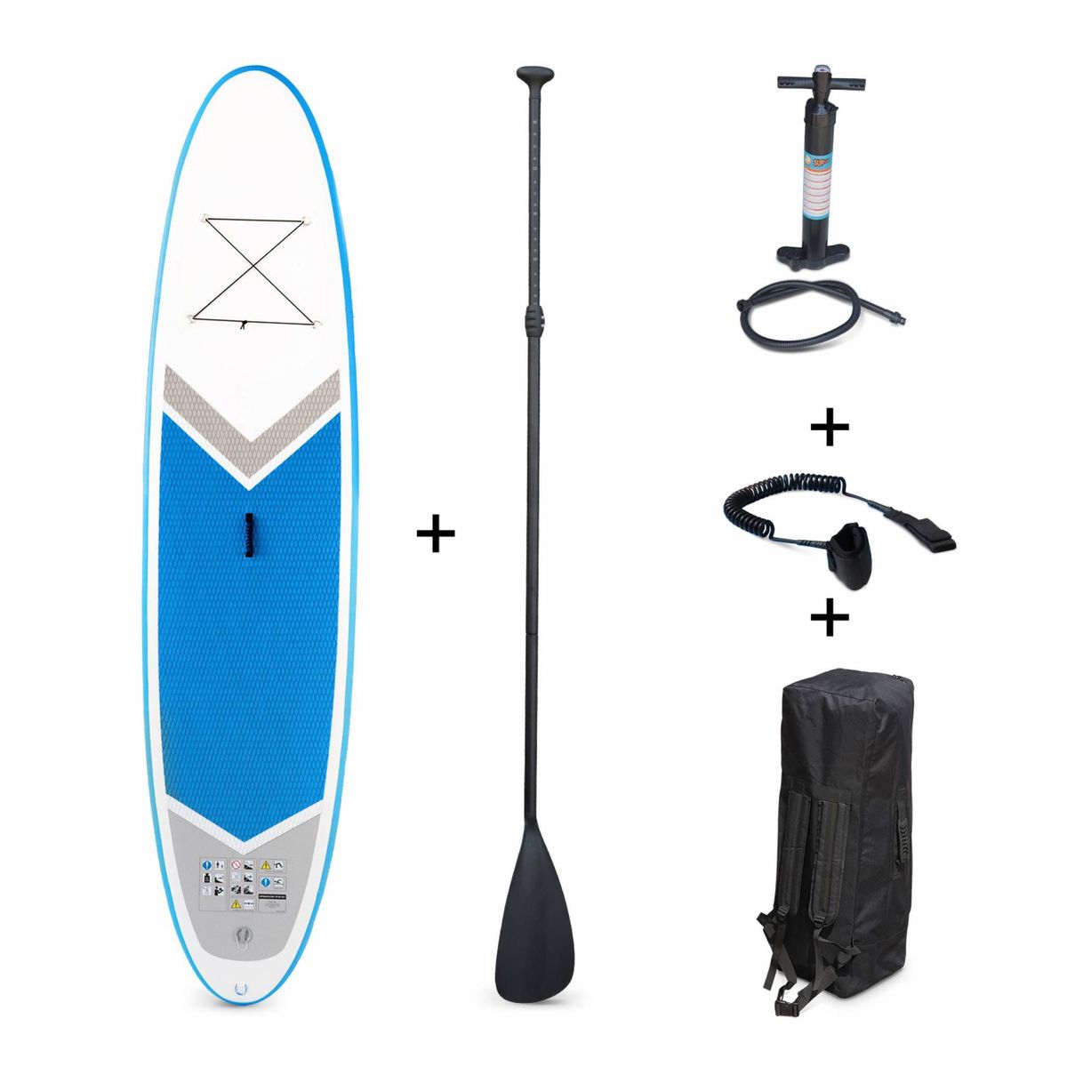 Image de Pack stand up paddle gonflable Rico 10’10" avec pompe haute pression simple action, pagaie, leash et sac de rangement inclus