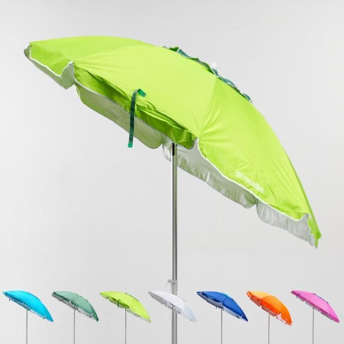 Image de Parasol de plage 200 cm aluminium anti-vent protection uv Corsica, Couleur: Vert