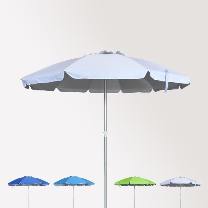 Image de Parasol de plage 220 cm aluminium antivent protection uv Roma, Couleur: Blanc