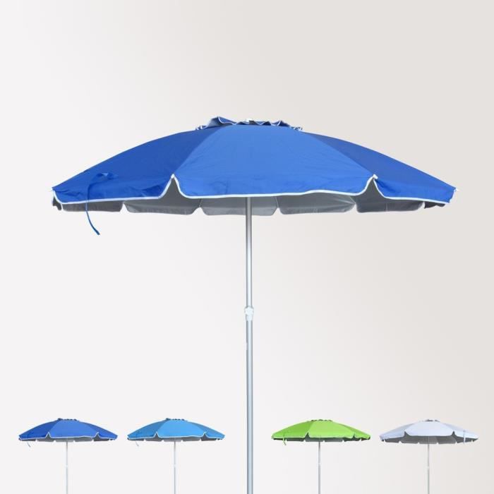 Image de Parasol de plage 240 cm aluminium anti-vent protection uv Roma, Couleur: Bleu