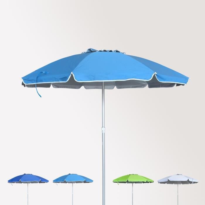 Image de Parasol de plage 240 cm aluminium anti-vent protection uv Roma, Couleur: Turquoise