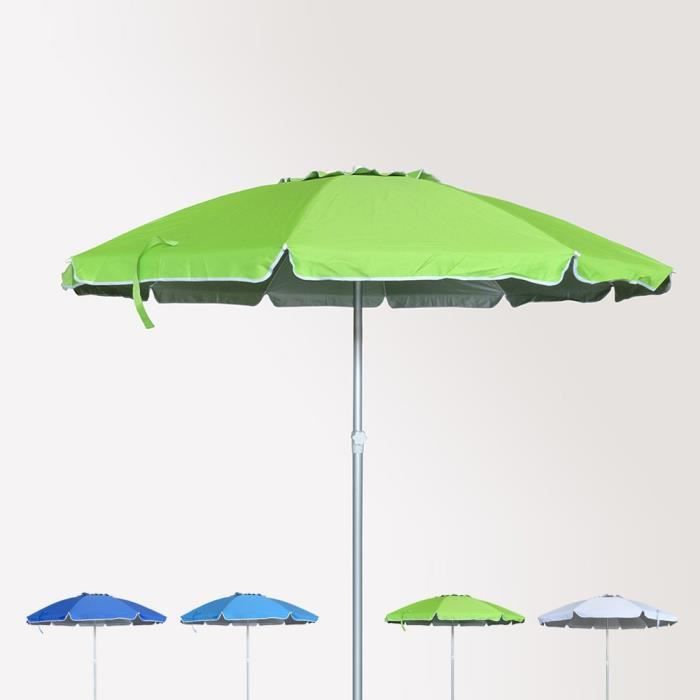 Image de Parasol de plage 240 cm aluminium anti-vent protection uv Roma, Couleur: Vert