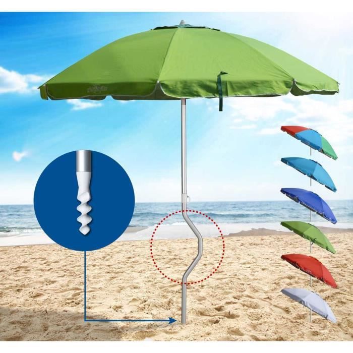 Image de Parasol de plage aluminium léger visser protection uv GiraFacile 220 cm Eolo, Couleur: Vert