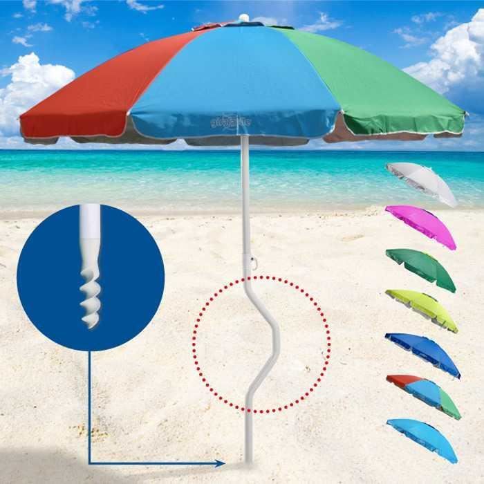 Image de Parasol de plage léger visser protection uv GiraFacile 220 cm Apollo, Couleur: Multicolore 1