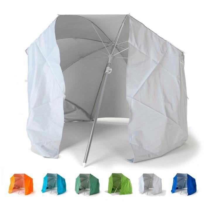 Image de Parasol de plage portable moto pliable léger aluminium tente 200 cm Piuma, Couleur: Blanc - Argent