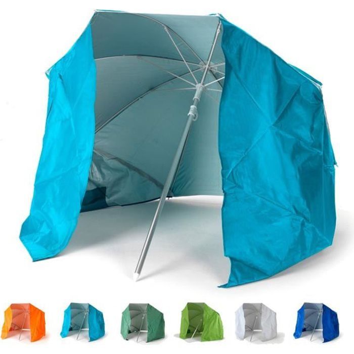 Image de Parasol de plage portable moto pliable léger aluminium tente 200 cm Piuma, Couleur: Turquoise