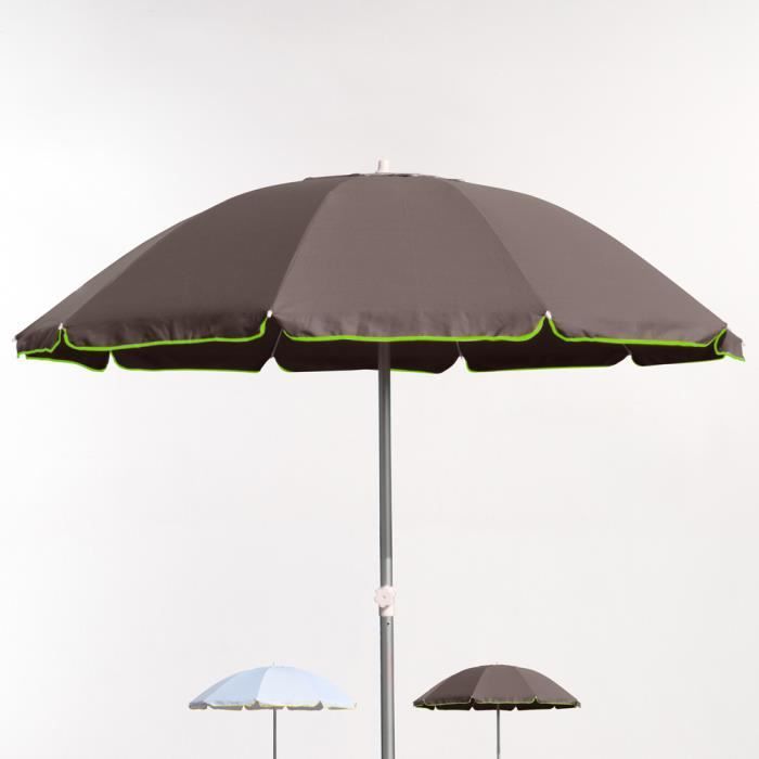 Image de Parasol Mer Plage 220 Cm en Coton Épais Coupe-Vent Ed Limitée Roma Fluo, Couleur: Marron