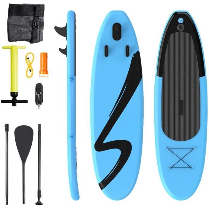 Image de Planche de Surf Gonflable avec Planche antidérapante, 15 cm d'épaisseur, Accessoires et Sac, Laisse, pagaie et Pompe à Main, Bleu