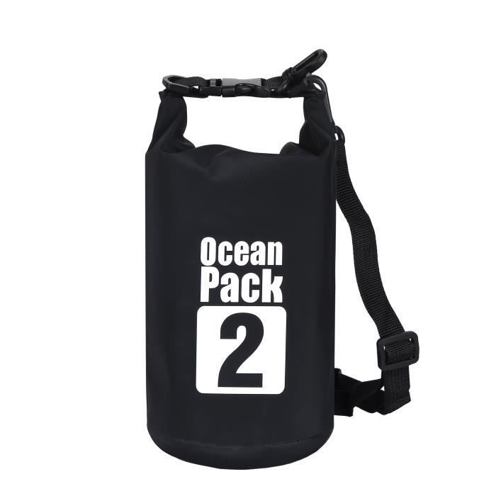 Image de Sac Etanche  500D bâche Heavey-Duty PVC pour Kayak-canotage-canoë-pêche-rafting-natation-camping-snowboard 2L avec sangle Noir