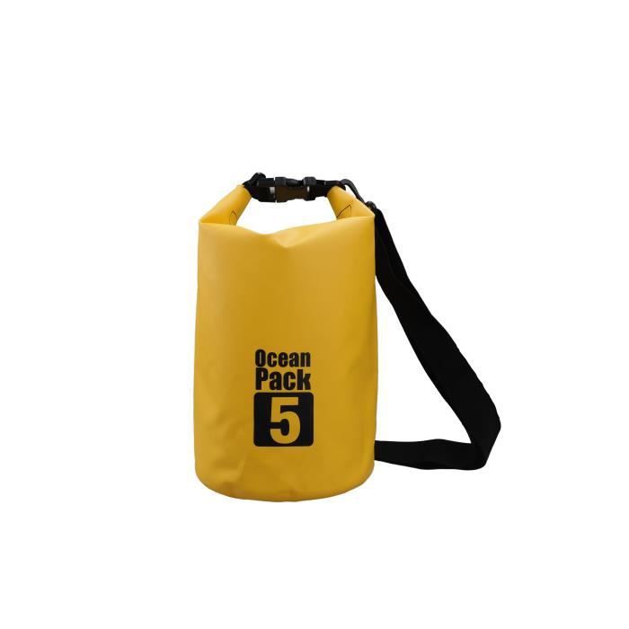 Image de Sac Etanche  500D bâche Heavey-Duty PVC pour Kayak-canotage-canoë-pêche-rafting-natation-camping-snowboard 5L Jaune