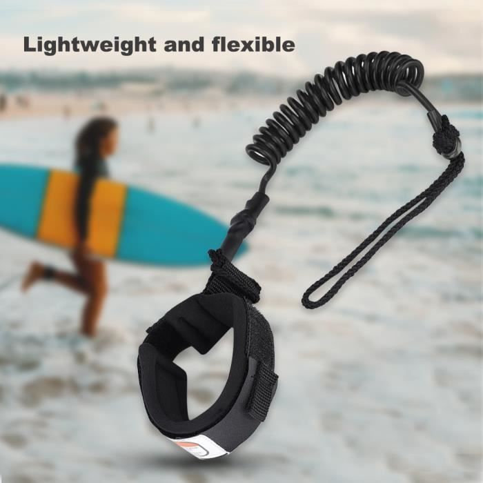 Image de Stand Up Paddle Board 5mm Coiled Spring Leg Foot Rope Surf Leash pour Surfboard (noir)