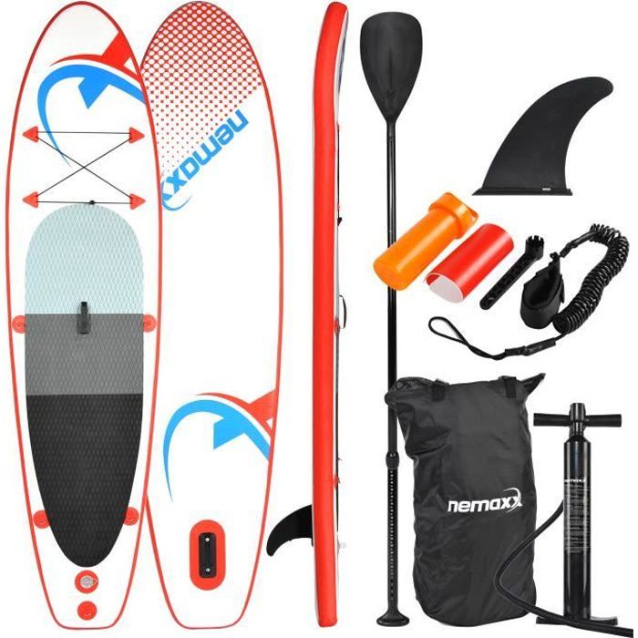 Image de Stand Up Paddle Board Kayak Gonflable rouge/bleu 305x76x10cm SUP Planche de Surf Charge maximale 100kg Bateau Surfdoard Set