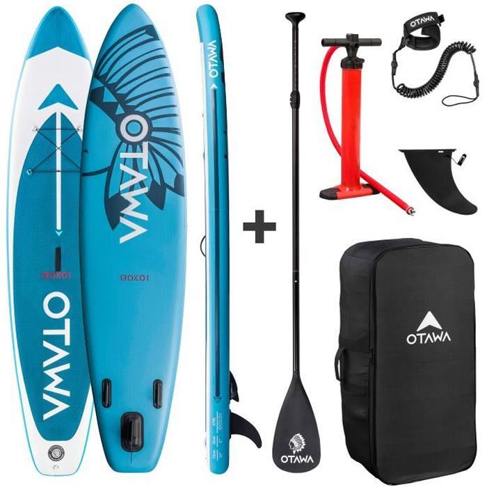 Image de Stand up paddle gonflable de randonnée - 330 x 75 x 15 cm - PVC - Otawa - Bleu