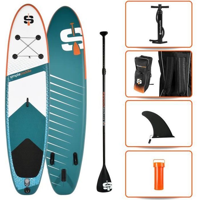 Image de Stand up Paddle Gonflable M 10'6" 30'' 5'' (323 x 76 x 13 cm) - Pack complet avec Pompe, Pagaie, Leash et Sac de transport