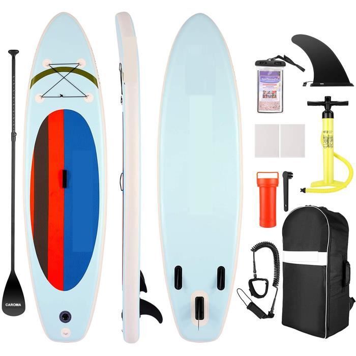 Image de Stand up Paddle Gonflable Planche SUP 305x76x15cm Léger Tout Autour Avec 3 Palmes Avec Pagaie en Aluminium Accessoires Complets