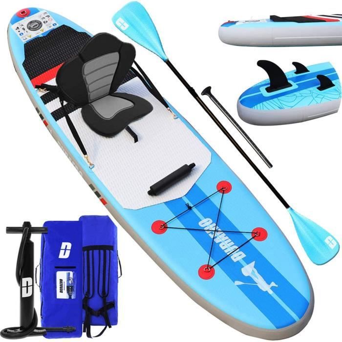Image de Stand up paddle Gonflable SUP Board, siège kayak sport nautique, accessoire complet, 305 x 76 x 15 cm, jusqu'à 110 kg