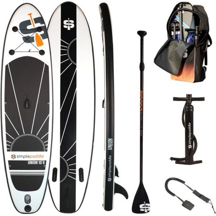 Image de Stand up Paddle Gonflable UNION 10'8 32'' 6" (320 x 81 x 15 cm) - Pack complet avec Pompe, Pagaie, Leash et Sac de transport