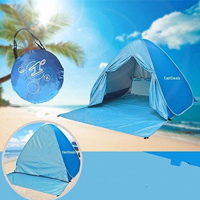 Image de Tente de Plage avec fermeture à glissière, 2 ou 3 Personne Pop-up Automatique Abris de Plage Anti UV50+, pour Extérieure Camping Pla