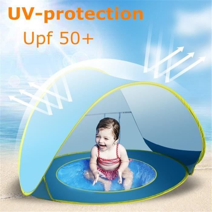 Image de Tente Plage Anti-UV Upf 50+ Bébé Piscine Détachable Fond Etanche Camping Protection Abri a816